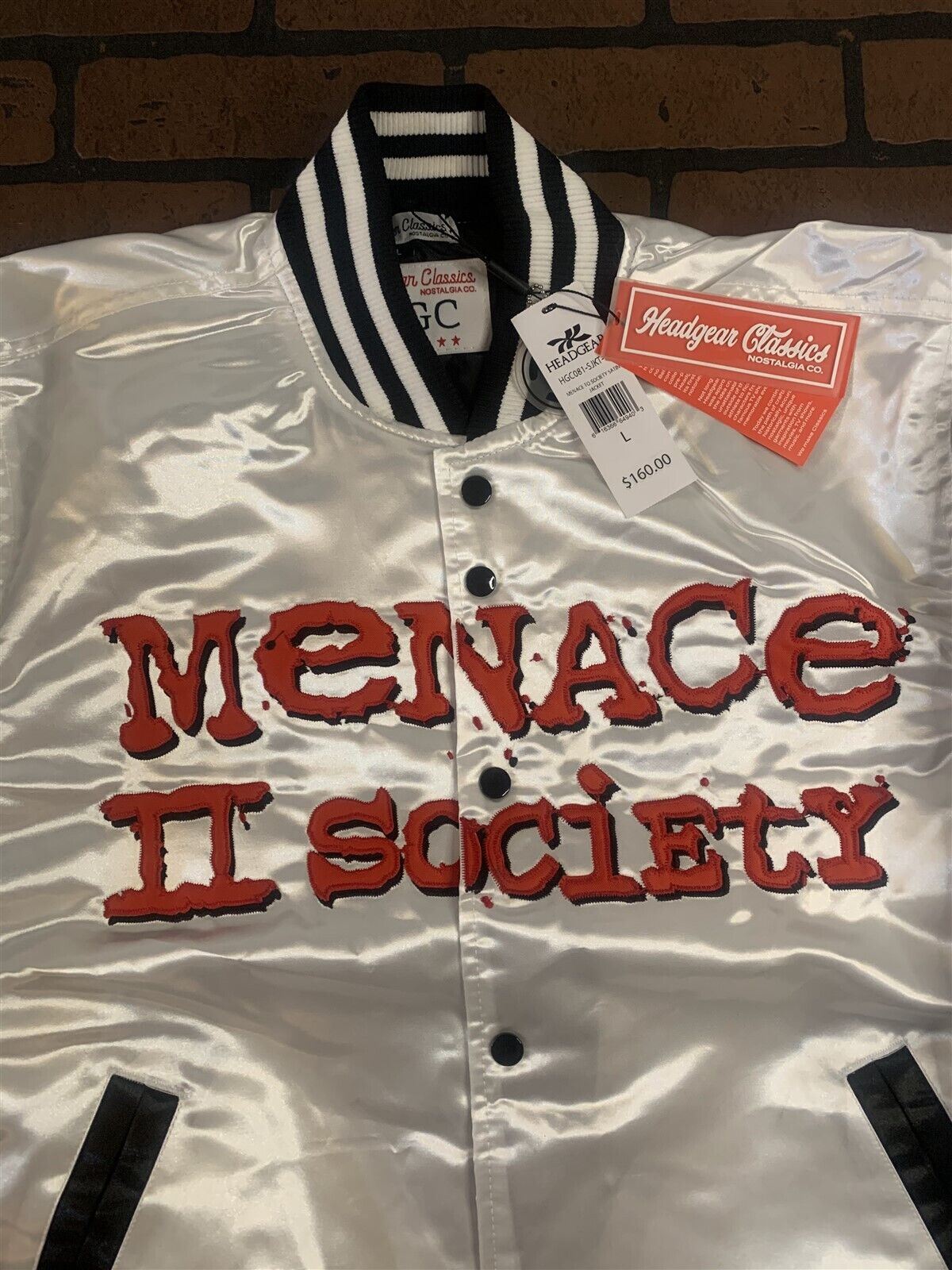 MENACE II SOCIETY Headgear Classics Streetwear White Jacket~Never Worn~ S - 2XL