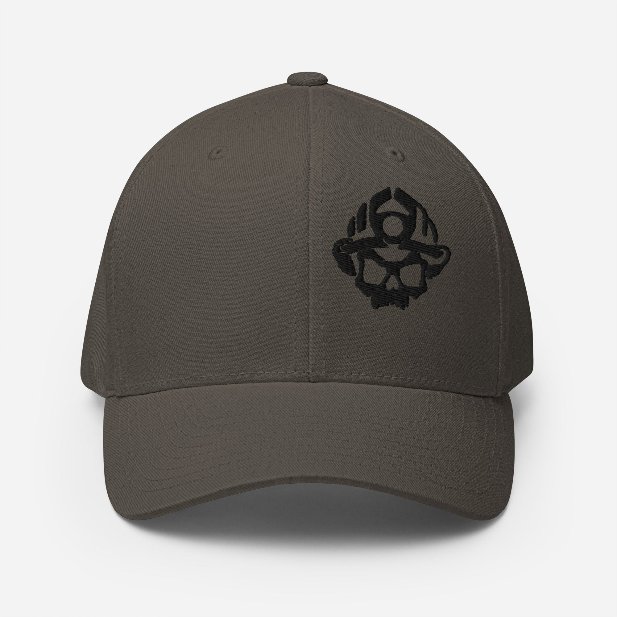 Black 3D Puff Skull Logo Flexfit Hat