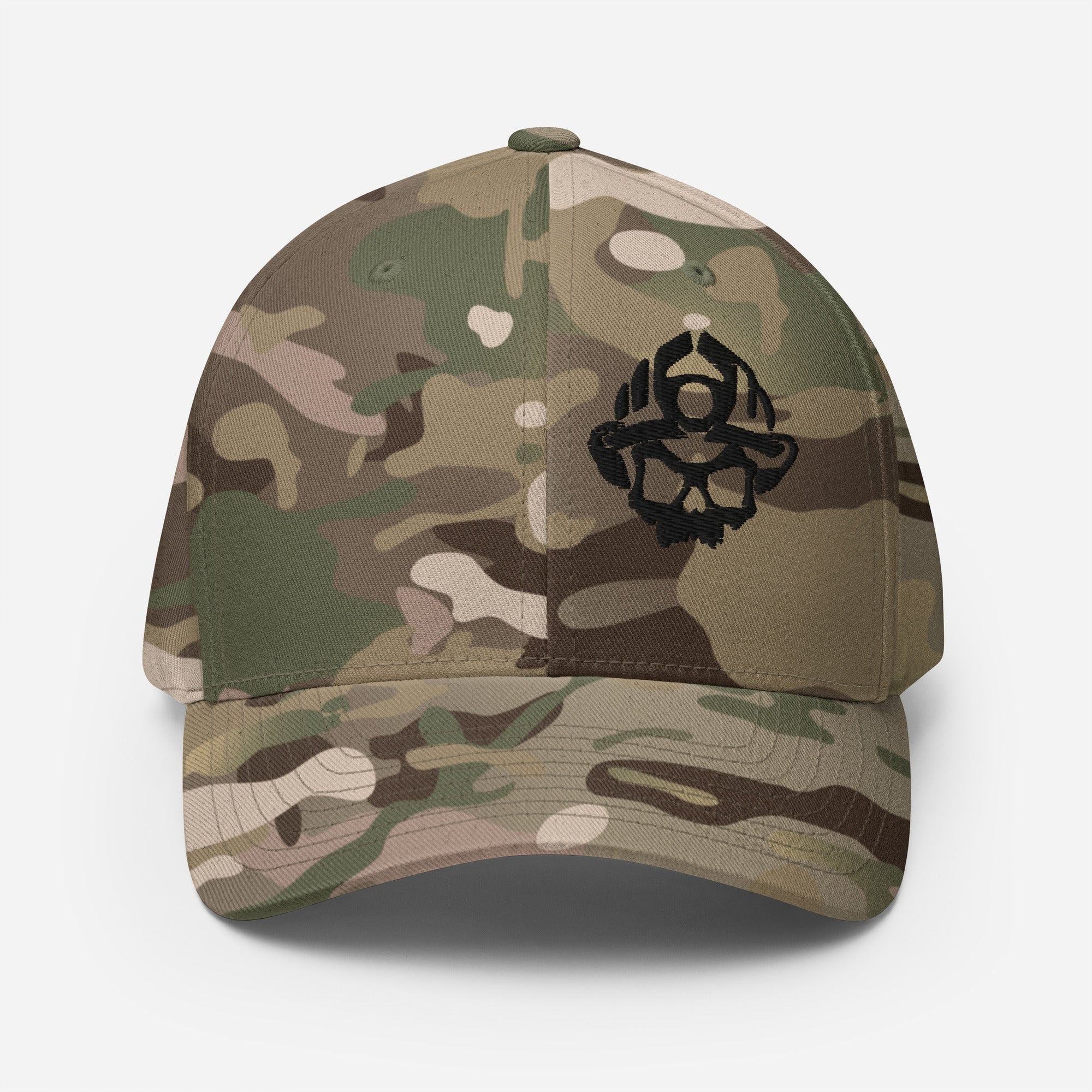 Black 3D Puff Skull Logo Flexfit Hat