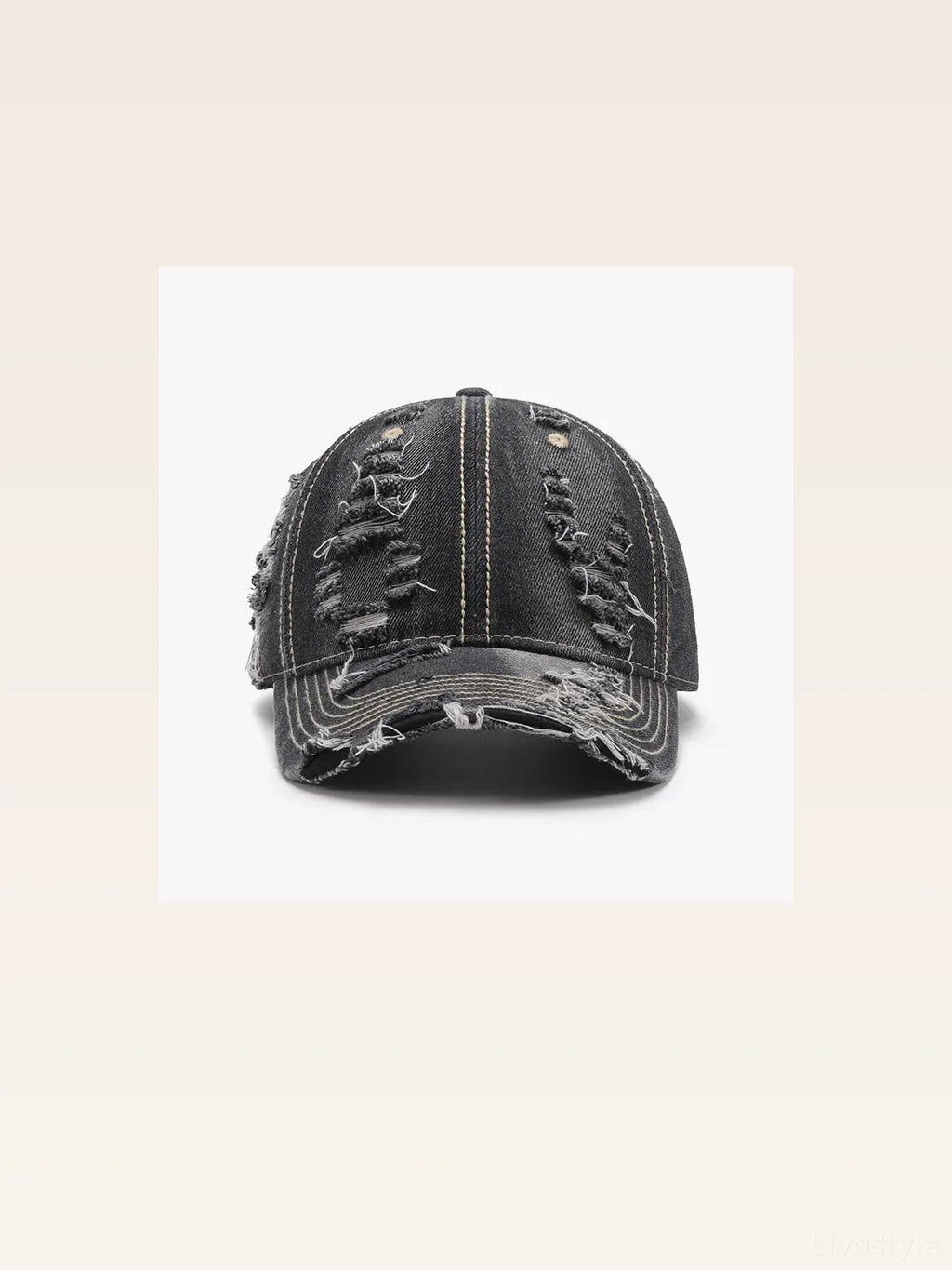 Black Denim Distressed Adjustable Baseball Cap