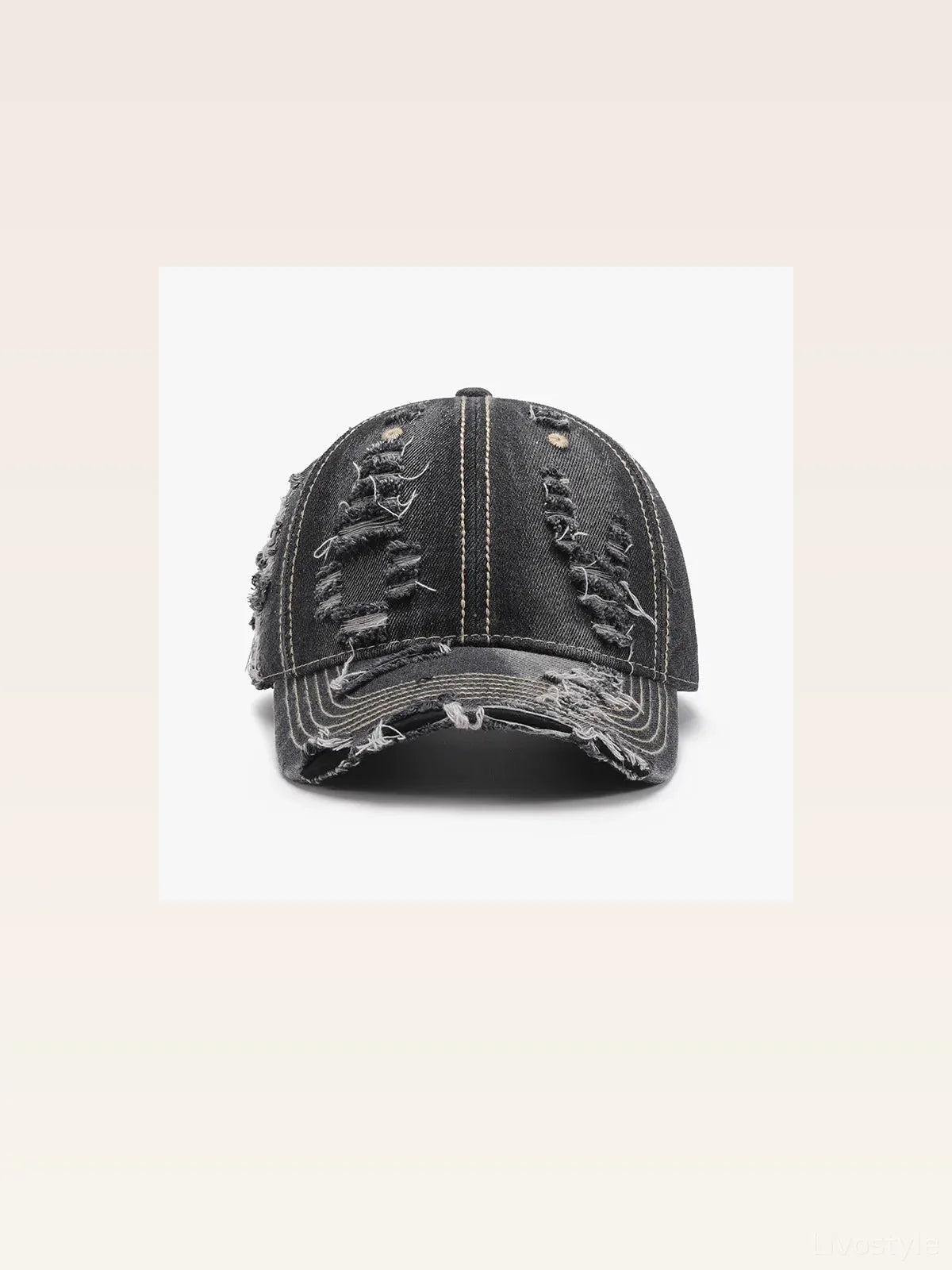 Black Denim Distressed Adjustable Baseball Cap