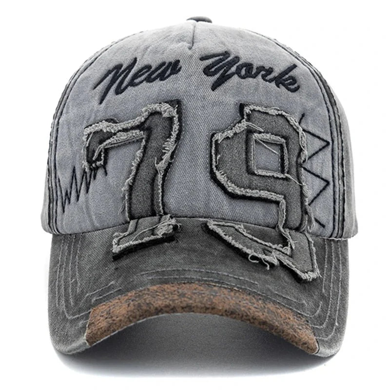 Vintage Letter Embroidery Washed Cotton Baseball Cap | Unisex Adjustable Casual Hat